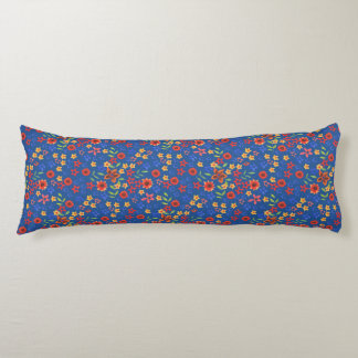 Chic Retro Floral Print on Blue Body Pillow