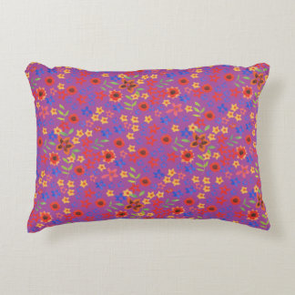 Chic Retro Floral Print on Magenta Accent Pillow