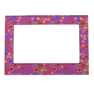 Chic Retro Floral Print on Magenta Magnetic Frame