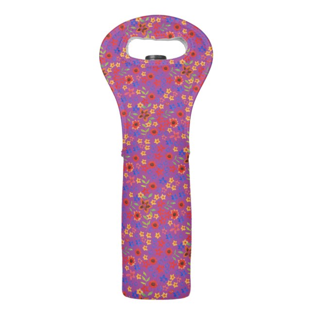 Chic Retro Floral Print on Magenta Wine Tote (Front)