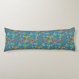 Chic Retro Floral Print on Teal Body Pillow