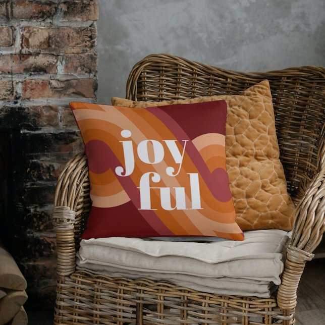 Chic Retro Funky Abstract Waves Art Pattern Throw Pillow (Creator Uploaded)