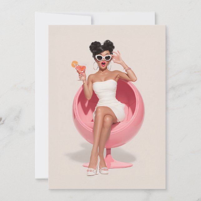 Chic Retro Glam Vibes Invitation (Front)