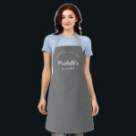 Chic Retro Grey Homemade with Love Custom Apron<br><div class="desc">Get ready to bake up a storm with this stylish and personalized "Homemade with Love" apron. Designed in classic black and white, this apron is perfect for the passionate baker or small business bakery owner in your life. Customize this apron with a name of your choice, making it a truly...</div>