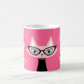 Chic Retro Modern Cat Mug - Pink (Center)