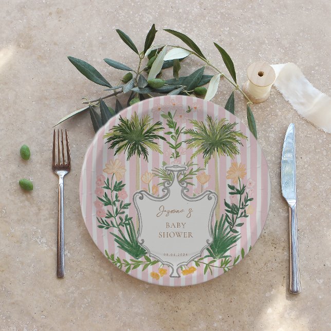 Chic Retro Palm Springs Baby Shower Paper Plates (Creator Uploaded)