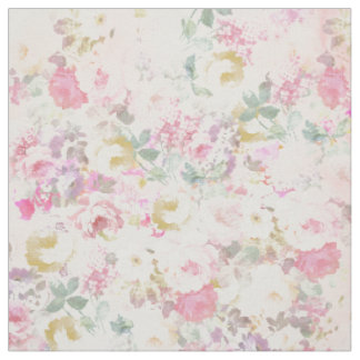 Chic retro pink white watercolor floral pattern fabric