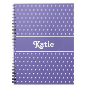 Chic Retro Polka Dots Purple and White Name Notebook