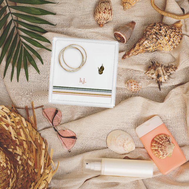 Chic Retro Stripes Monogram Acrylic Tray (Creator Uploaded)