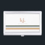 Chic Retro Stripes Monogram Business Card Case<br><div class="desc">A minimalist monogram design with large typography initials in a classic font with your name below and chic retro rainbow colored stripes. Nothing combines uniqueness and style for the professional like monogrammed business card holders. These gorgeous, personalized cases keep you organized so your cards are always on hand. Plus, you’ll...</div>