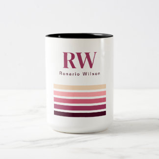 Chic Retro Stripes Monogram Coffee Mug
