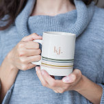 Chic Retro Stripes Monogram Coffee Mug