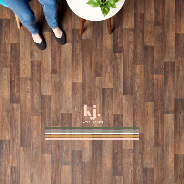 Chic Retro Stripes Monogram Floor Decals (Floor)