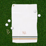 Chic Retro Stripes Monogram Golf Towel<br><div class="desc">A minimalist monogram design with large typography initials in a classic font with your name below and chic retro rainbow colored stripes. A classic staple for any woman who loves golf, our personalized towels make ideal gifts for any occasion. Add your custom wording to this design by using the "Edit...</div>