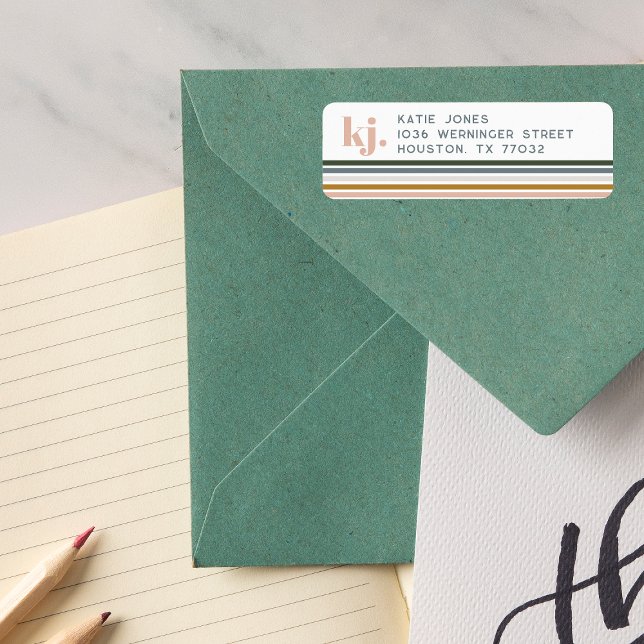 Chic Retro Stripes Monogram  Label (Creator Uploaded)