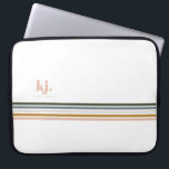 Chic Retro Stripes Monogram Laptop Sleeve<br><div class="desc">A minimalist monogram design with large typography initials in a classic font with your name below and chic retro rainbow colored stripes. Add your custom wording to this design by using the "Edit this design template" boxes on the right-hand side of the item or click the blue "Customize it" button...</div>