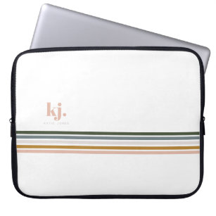 Chic Retro Stripes Monogram Laptop Sleeve