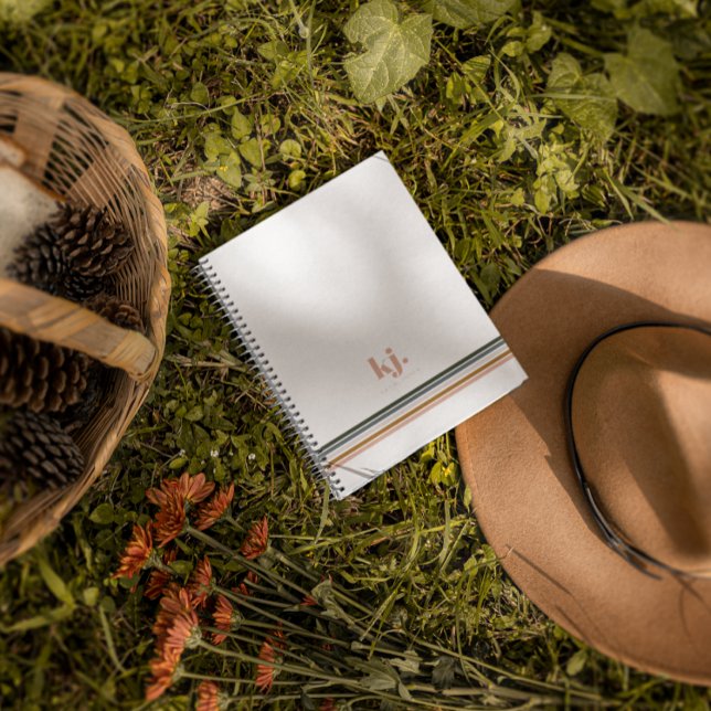 Chic Retro Stripes Monogram Notebook Journal (Creator Uploaded)