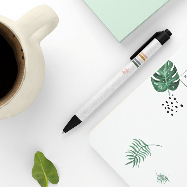 Chic Retro Stripes Monogram  Pen (Creator Uploaded)