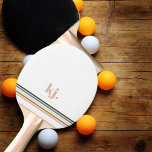 Chic Retro Stripes Monogram Ping Pong Paddle<br><div class="desc">Our personalized paddles make ideal gifts for any occasion. A minimalist monogram design with large typography initials in a classic font with your name below and chic retro rainbow colored stripes. Add your custom wording to this design by using the "Edit this design template" boxes on the right-hand side of...</div>