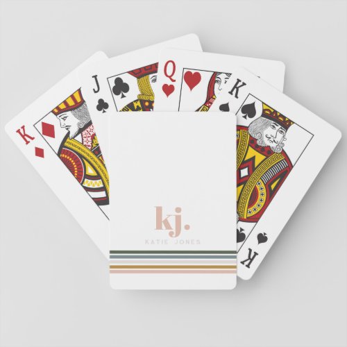 Chic Retro Stripes Monogram Playing Cards