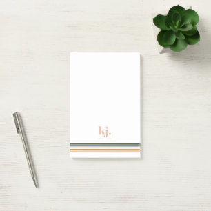 Chic Retro Stripes Monogram Post-it Notes