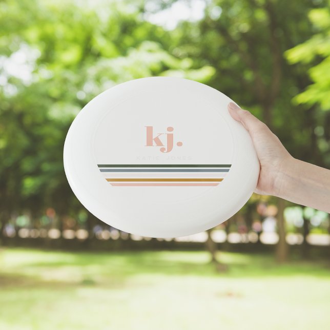 Chic Retro Stripes Monogram Wham-O Frisbee (Creator Uploaded)
