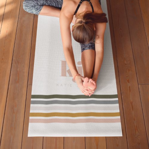 Chic Retro Stripes Monogram Yoga Mat
