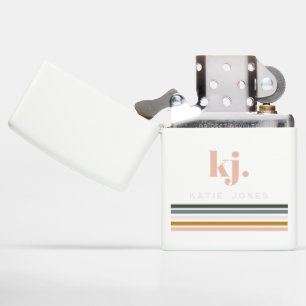 Chic Retro Stripes Monogram  Zippo Lighter