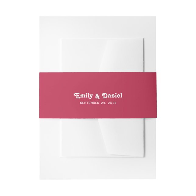 Chic Retro Summer Bright Hot Pink Wedding Invitation Belly Band (Front Example)