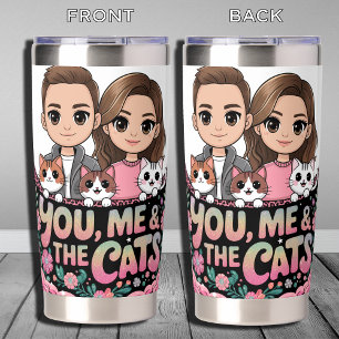 Chic Retro You Me And The Cats Couples Gift Insulated Tumbler