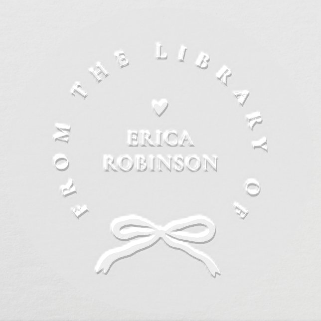 Chic Ribbon Round Elegant Library Book Embosser (Design)