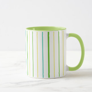 Chic Ringer Mug, Stripes, Green, Turquoise, Yellow Mug