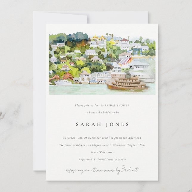 Chic River Cruise Country Landscape Bridal Shower Invitation (Front)
