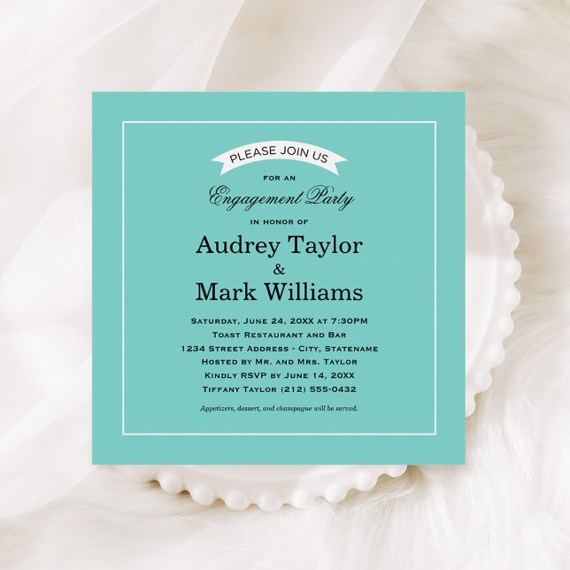 Chic Robin Egg Blue Engagement Party Invitation (Creator Uploaded)