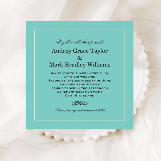 Chic Robin Egg Blue Square Wedding Invitation (Creator Uploaded)