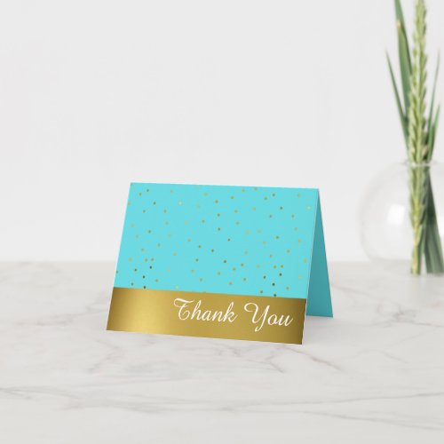 Chic Robins Egg Blue and Gold Thank You Note Card