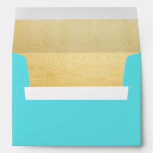 Chic Robins Egg Blue and Gold Wedding Envelope