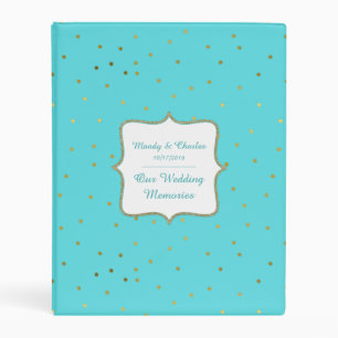 Chic Robins Egg Blue and Gold Wedding Memory Book Mini Binder