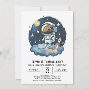 Chic Rocket Children's Astronaut Boy Birthday Invitation