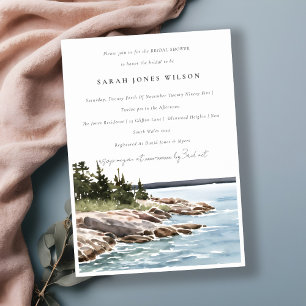 Chic Rocky Pine Mountain Seascape Bridal Shower Invitation