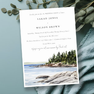 Chic Rocky Pine Mountain Seascape Weekend Party Invitation