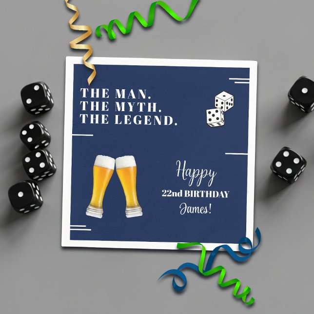 Chic Rolling Dices Pints 22nd Birthday Napkins (Creator Uploaded)