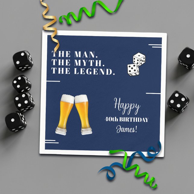Chic Rolling Dices Pints 40th Birthday Napkins (Creator Uploaded)