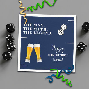 Chic Rolling Dices Pints 60th Birthday Napkins