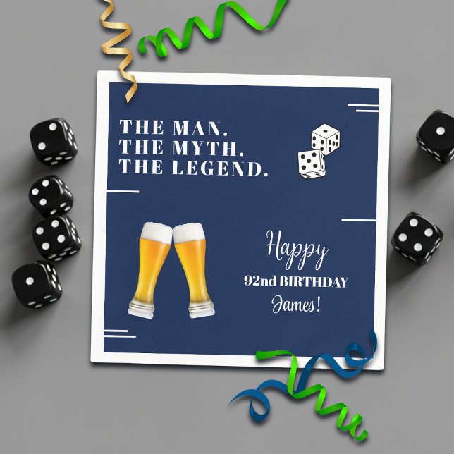 Chic Rolling Dices Pints 92nd Birthday Napkins (Creator Uploaded)