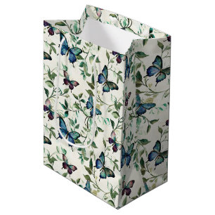 Chic Romantic Blue Butterflies Bridal Shower Medium Gift Bag