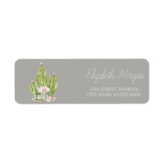 Chic Romantic Cactus  Succulent Flowers Label (Front)