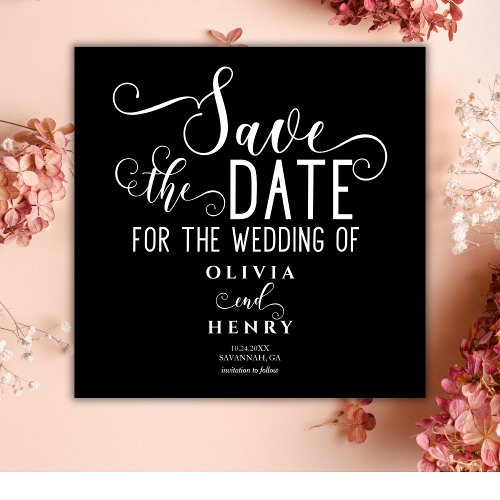 Chic Romantic Calligrphy Black Gothic  Save The Date
