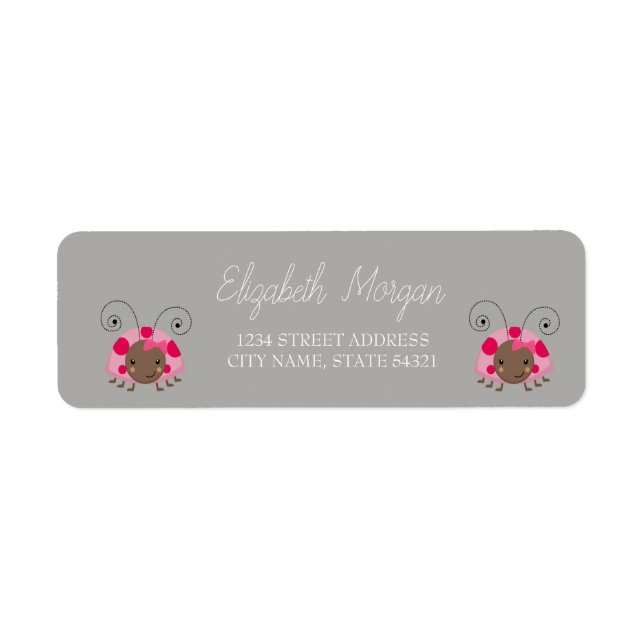 Chic Romantic Cartoon Ladybug  Address Label (Front)